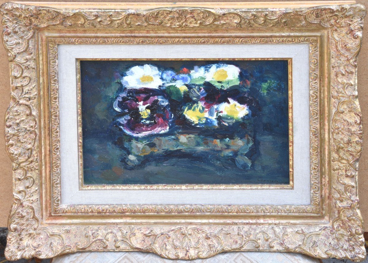 Maurice Louvrier "the Bouquet" Oil On Canvas Board 19x27